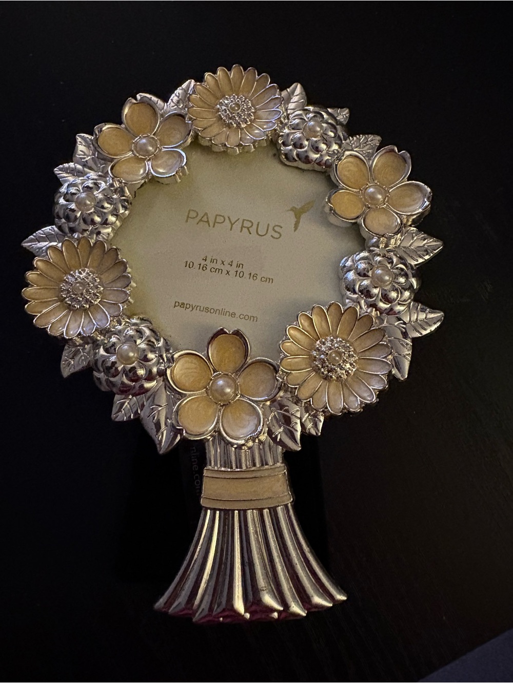 Papyrus Silver and Gold Floral Round Picture Frame